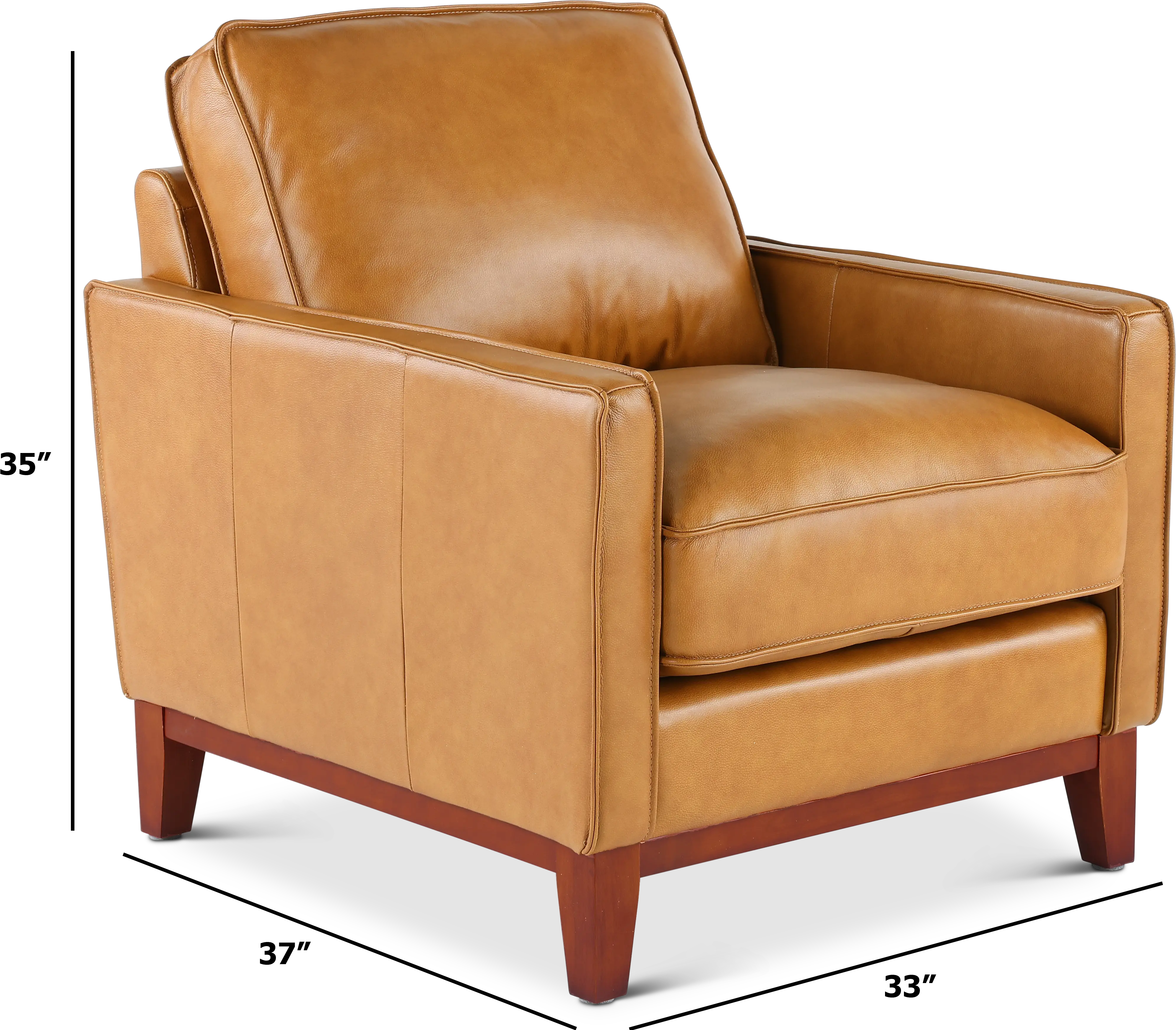 Newport Mid Century Modern Camel Brown Leather Chair