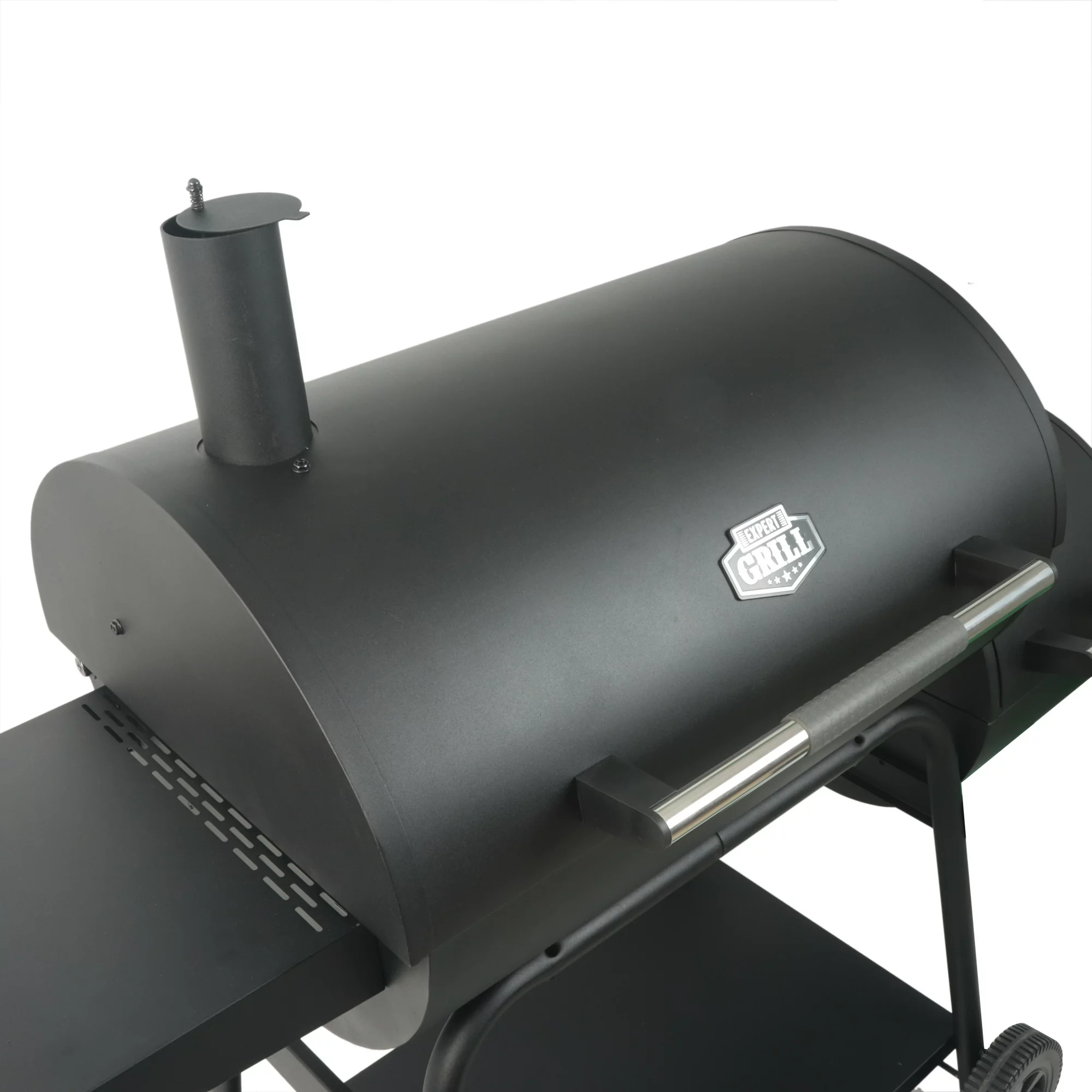 Expert Grill 28 Offset Charcoal Smoker Grill with Side Firebox， Black