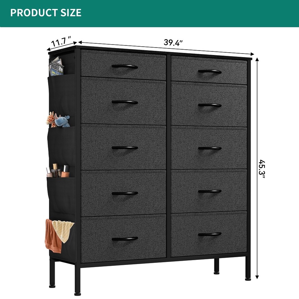 Modern 10 Drawer Dresser Fabric Storage Tower