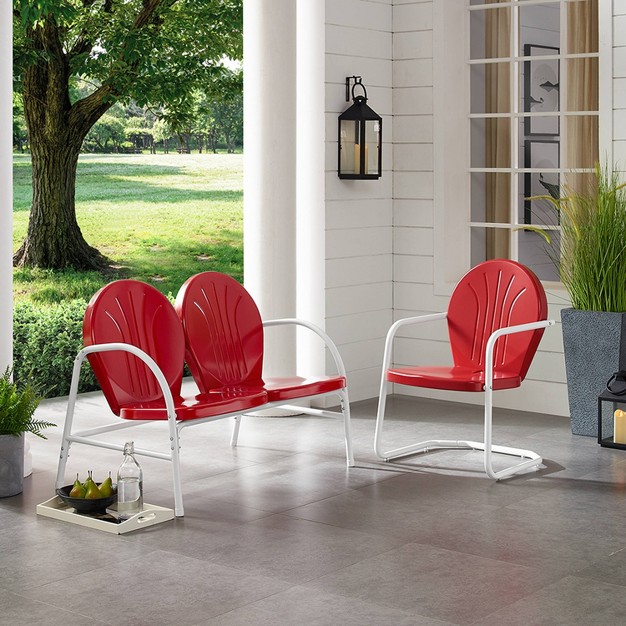 Griffith 2pc Outdoor Seating Set Bright Red Crosley