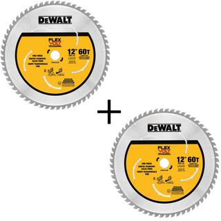 DW FLEXVOLT 12 in. 60-Teeth Carbide-Tipped Miter Saw Blade (2-Pack) DWAFV31260W31260