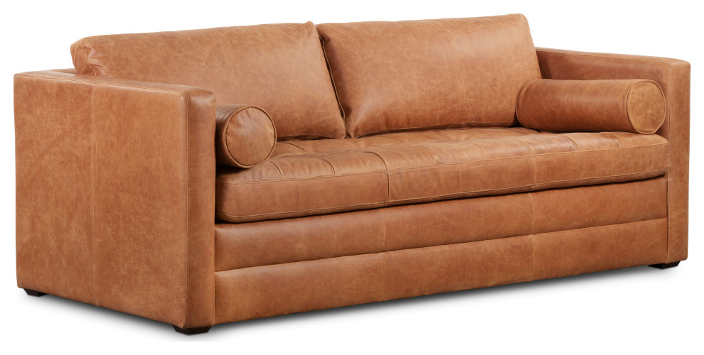 Poly and Bark Napa Leather Sleeper Sofa  Cognac Tan   Contemporary   Sleeper Sofas   by Edgemod Furniture  Houzz