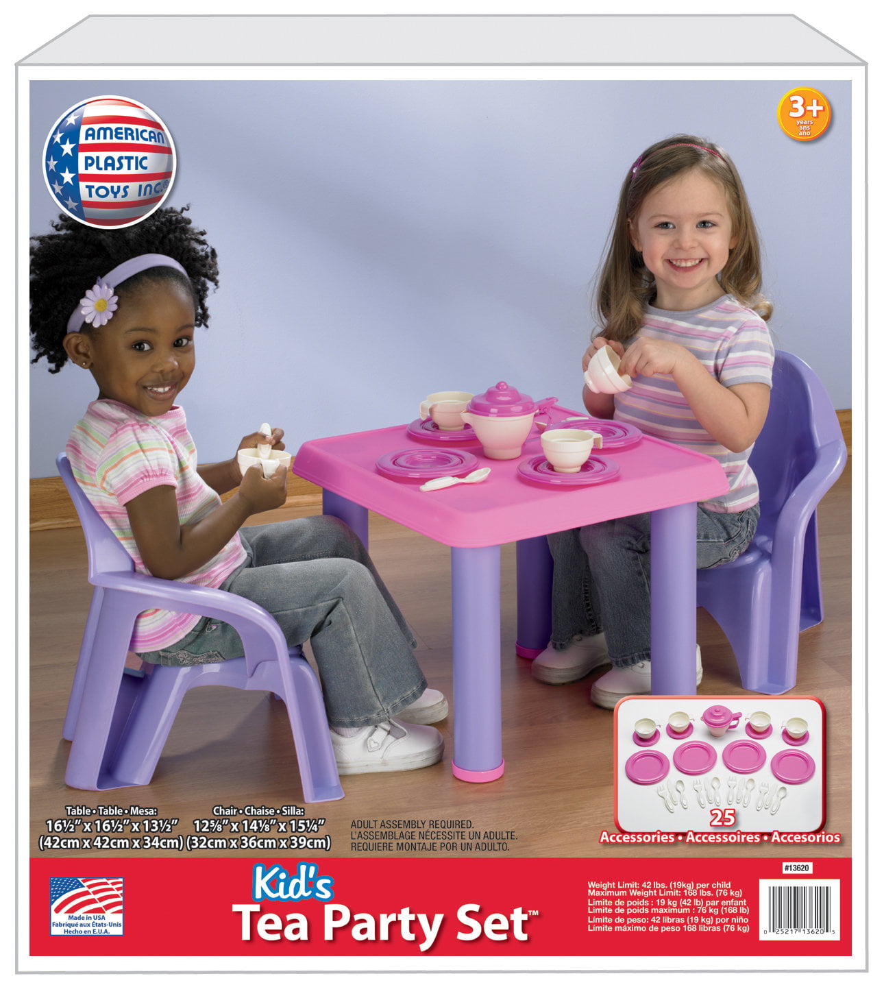 American Plastic Toys Tea Party Play Set with 28 Piece Accessory Play Set Unisex Indoor and Outdoor Toy for Kids