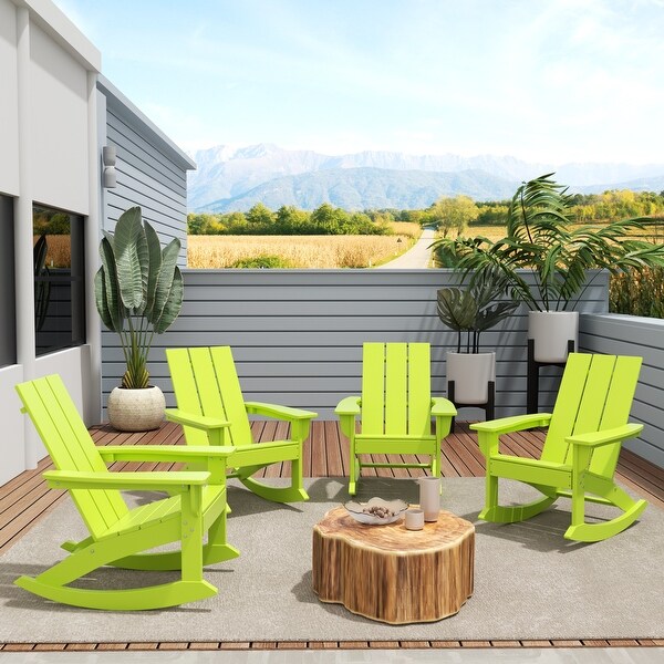 Polytrends Shoreside Modern EcoFriendly All Weather Poly Adirondack Rocking Chairs (Set of 4)