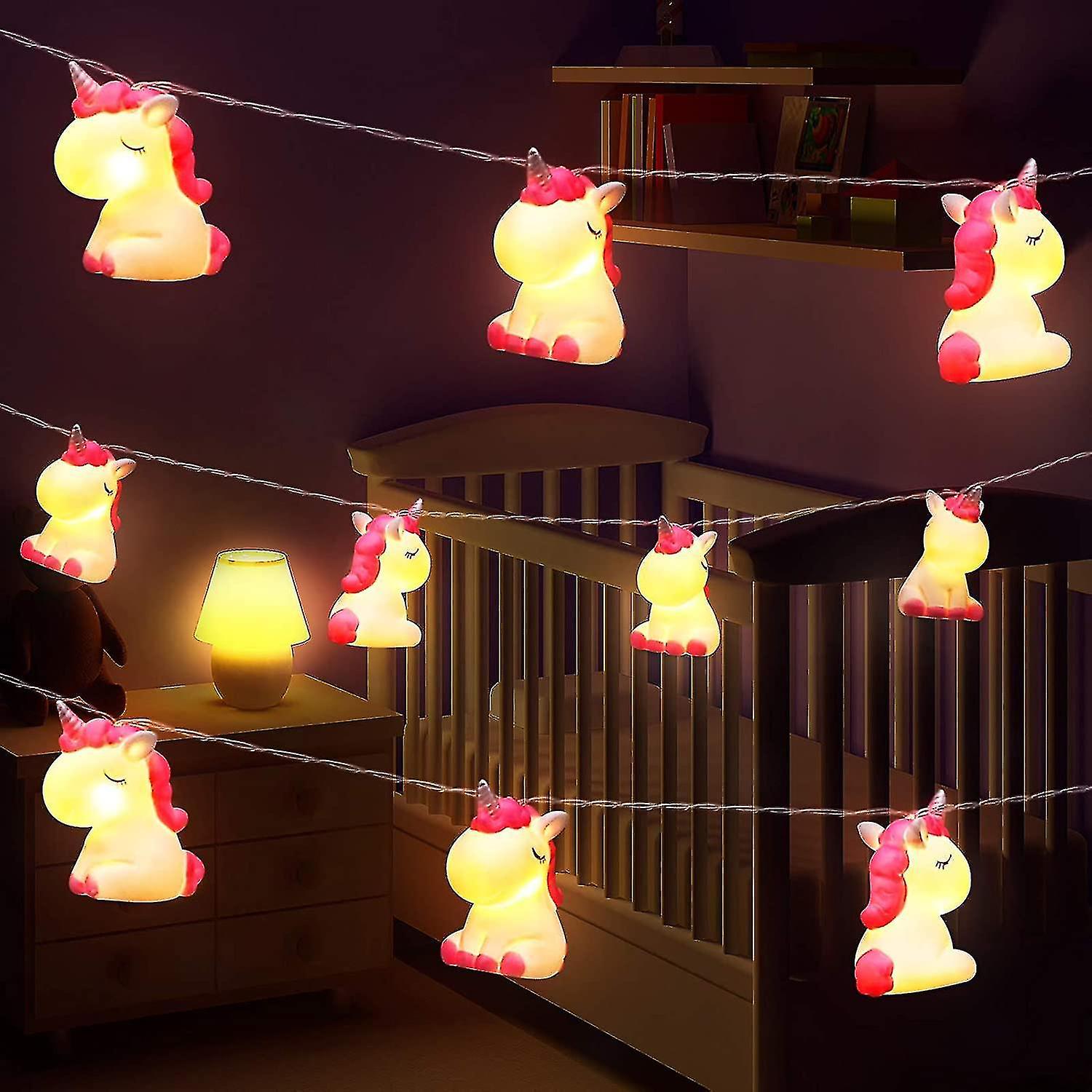 Children's Room Cute Animal Pink Unicorn Led String Lights For Holiday Lights Wall Window Tree Decor