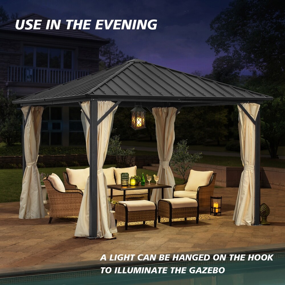 Outdoor Steel Gazebo Galvanized Steel Roof Aluminum Post Hardtop Gazebo