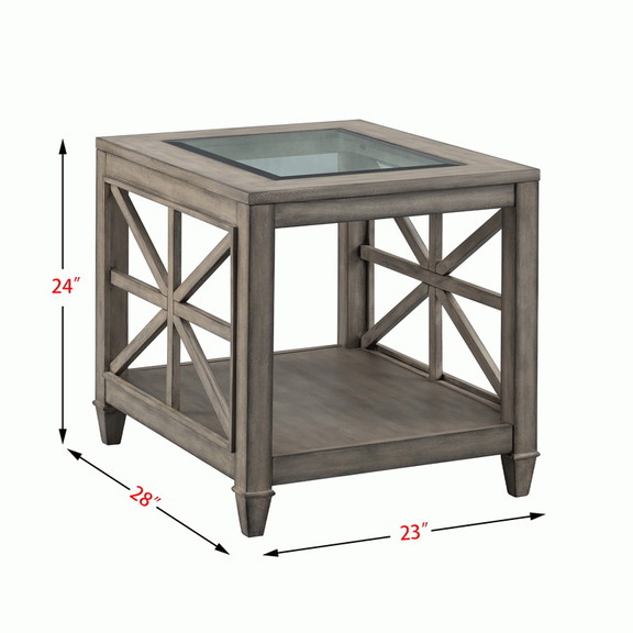 End Table Solid Wood and Tempered Glass Top W894CJ...