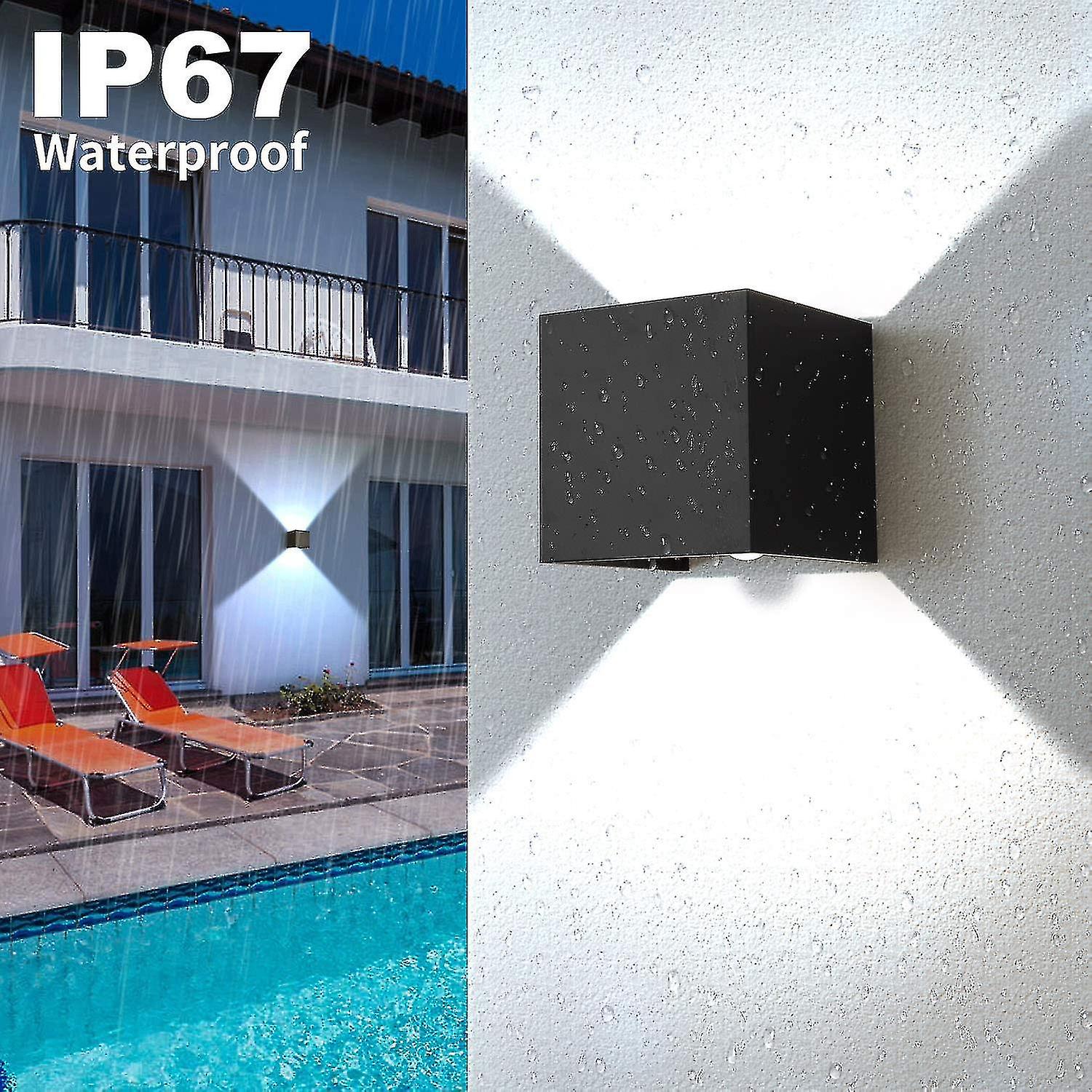 12w Wall Light With Motion Sensor， Adjustable Angle， Ip67 Cold White