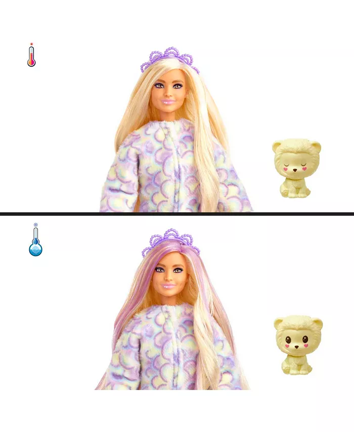 Barbie Cutie Reveal Doll and Accessories Cozy Cute T-shirts Poodle Star T-shirt Blue and Purple Streaked Hair Brown Eyes