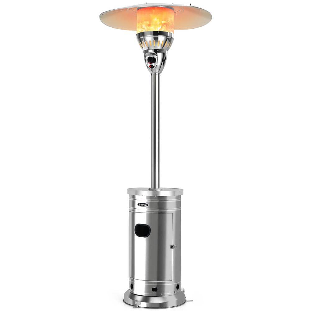 Costway Patio Propane Heater Stainless Steel 48,000 BTU with Table and Wheels NP10034