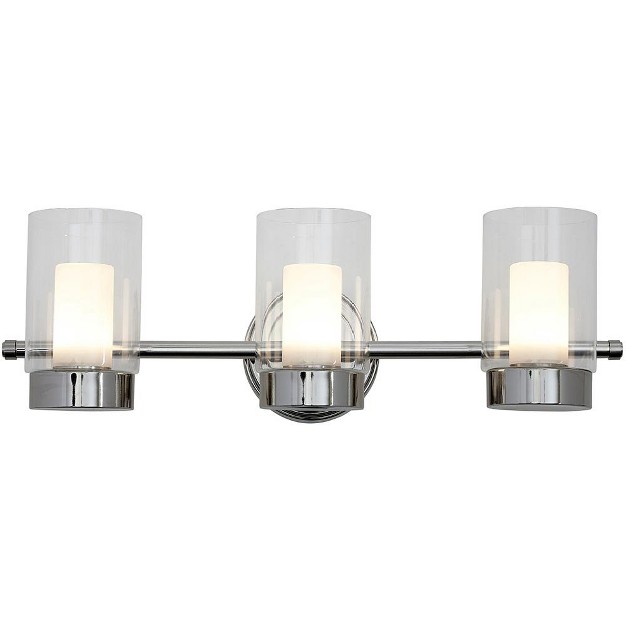 Hamilton Hills Triple Sconce Glass Surrounded Led Lighting Fixture Polished Nickel