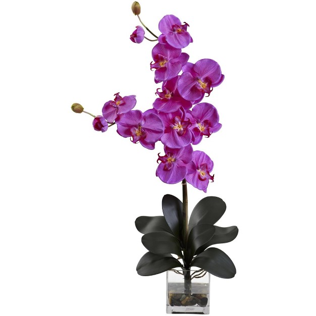 Nearly Natural 30.75-in Double Giant Phalaenopsis With Vase