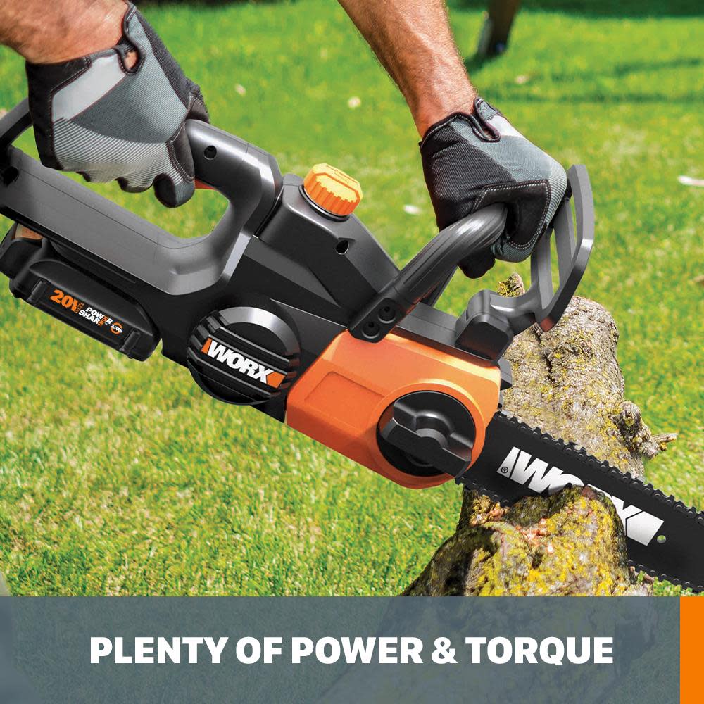 POWER SHARE 20-Volt Li-Ion 10 in. Electric Cordless Chain Saw， Auto-Tension， Auto-Oiling Battery and Charger Included ;