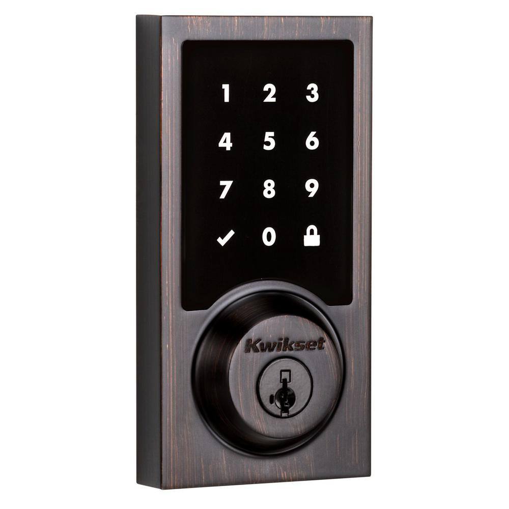 Kwikset Z-Wave SmartCode 916 Touchscreen Contemporary Single Cylinder Venetian Bronze Keypad Electronic Deadbolt with SmartKey 99160-021