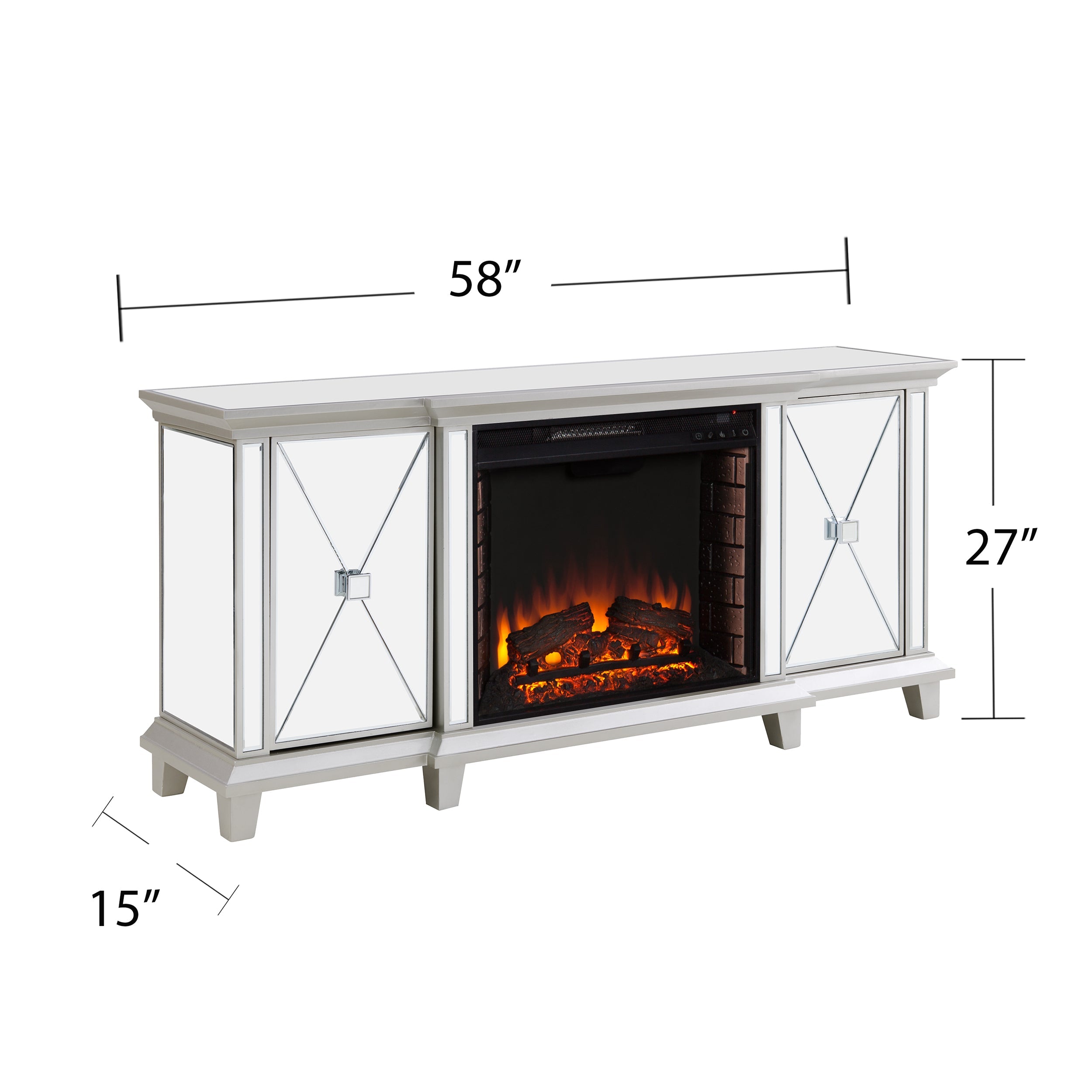 Kellington Mirrored Fireplace Media Console by Ember Interiors