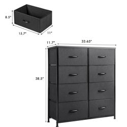 Lacoo Dresser for Bedroom with 8 Drawers,Wide Chest of Drawers,Suitable for Living Room,Corridor,Nursery,Black