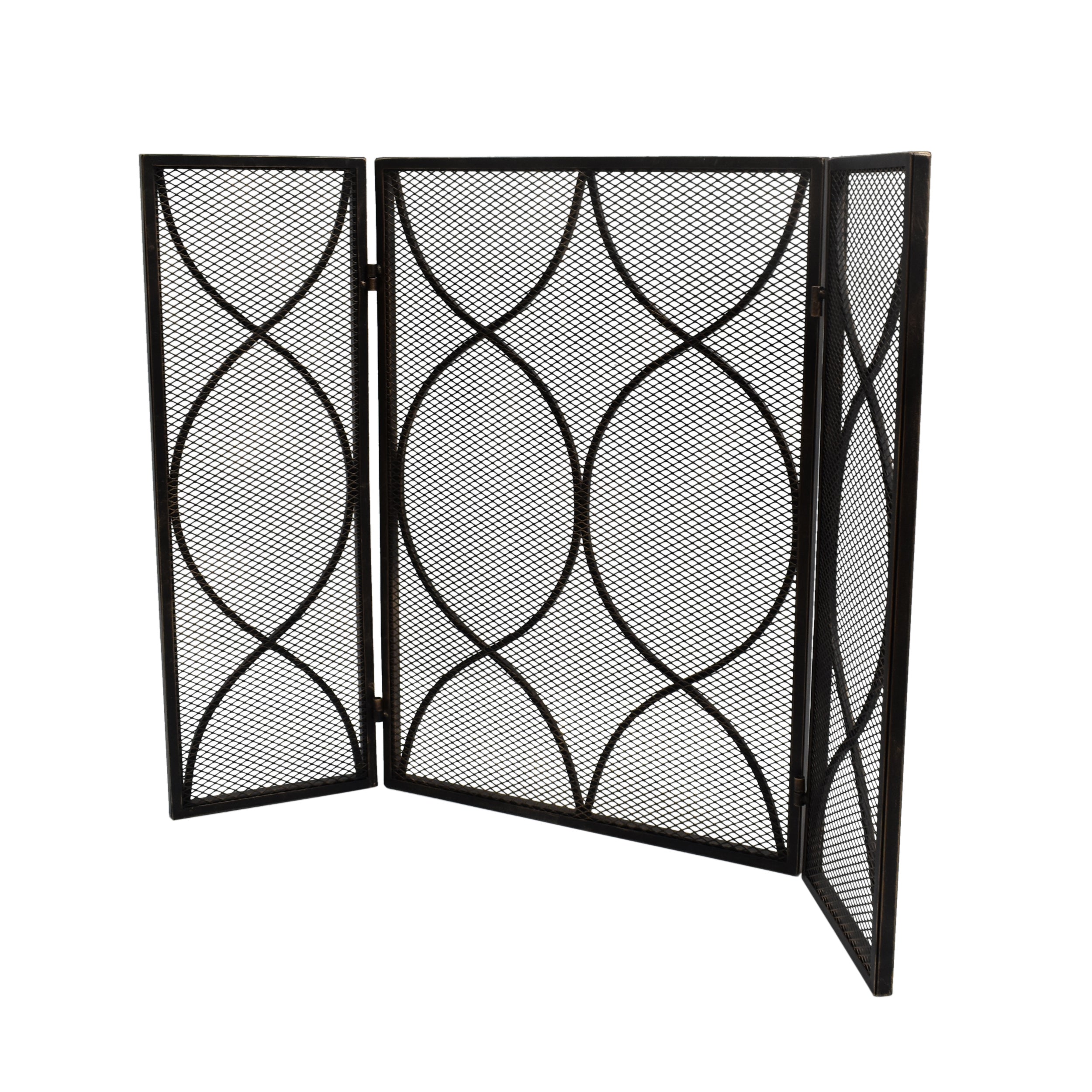 Laylah Modern Three Panel Iron Firescreen