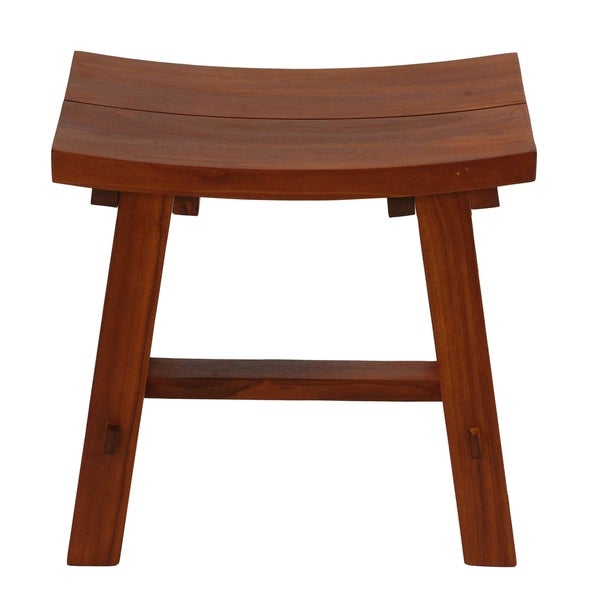 Bare Decor Dorsey Accent Stool with Curved Seat， Teak