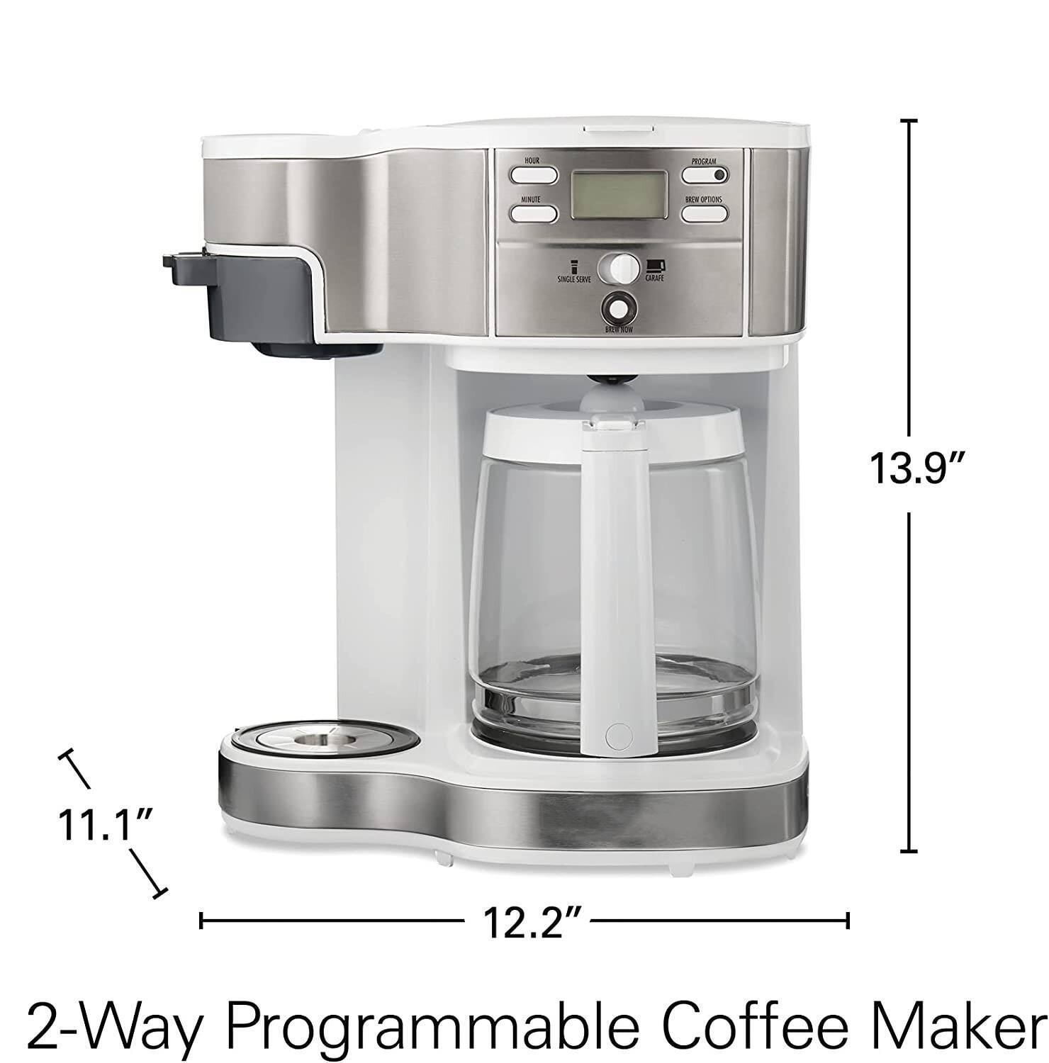 2-Way 12 Cup Programmable Drip Coffee Maker & Single Serve Machine, Glass Carafe, Auto Pause and Pour, Black (49980A)