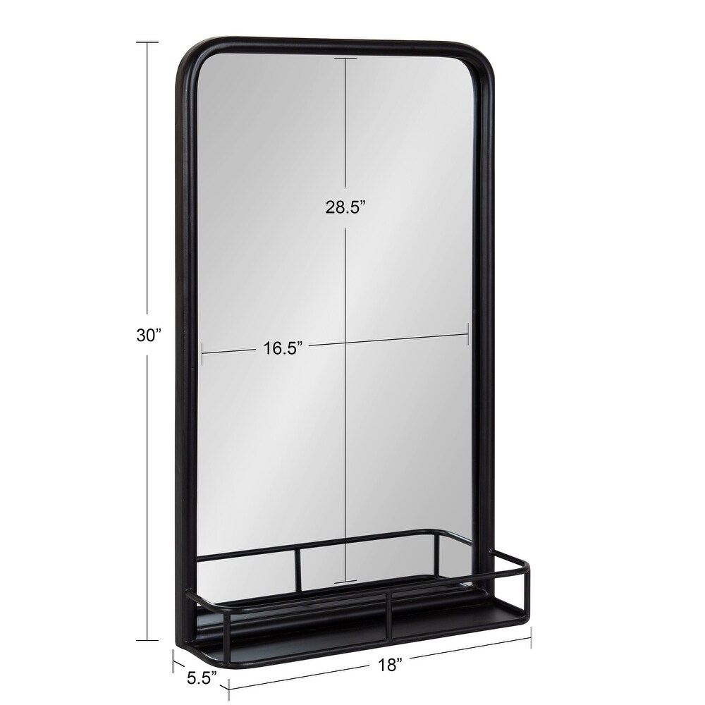 Kate and Laurel Estero Metal Framed Radius Rectangle Mirror with Shelf