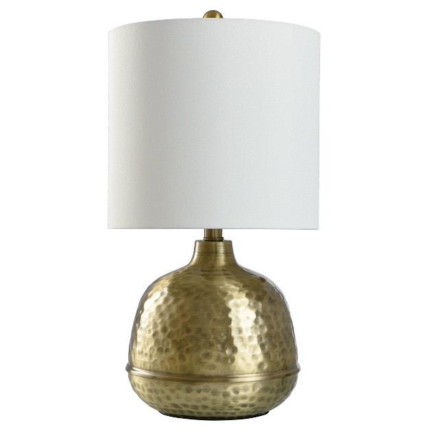 Hammered Gold Metal Table Lamp With White Shade Stylecraft