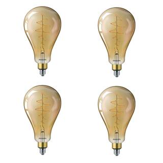 Philips 40-Watt Equivalent A50 Dimmable Vintage Glass Edison LED Large Light Bulb Amber Warm White (2000K) (4-Pack) 536276