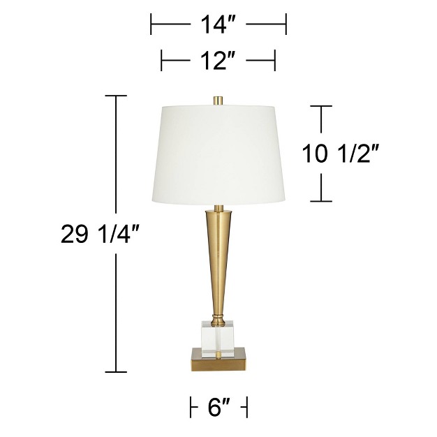 Tall Set Of 2 Brass With Usb Charging Port White Fabric Drum Shade For Bedroom Living Room Kids