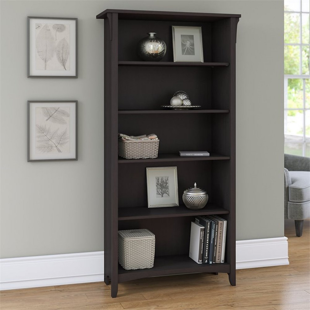 Bowery Hill Furniture 5 Shelf Bookcase in Vintage Black   Transitional   Bookcases   by Homesquare  Houzz