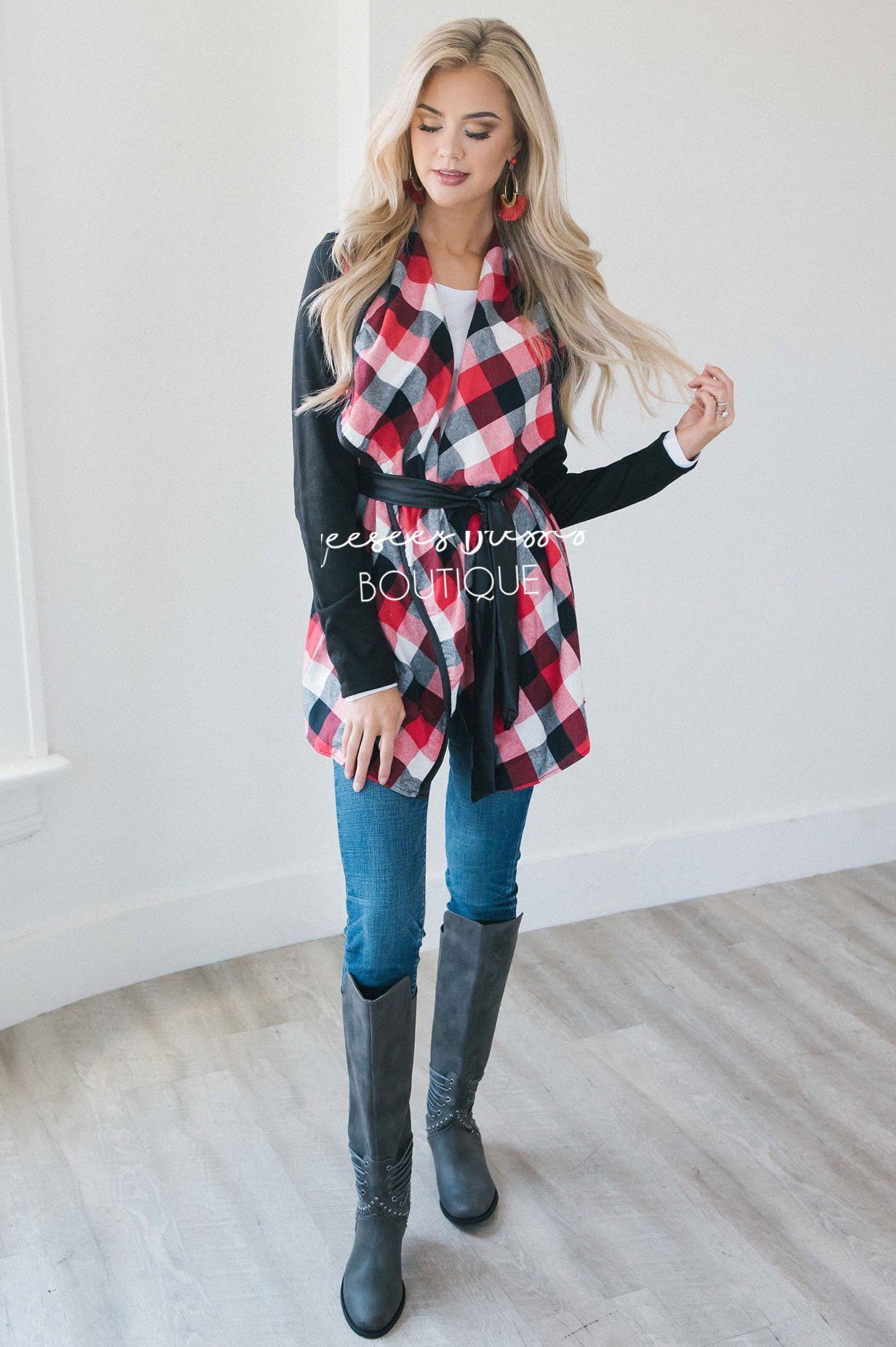 Plaid Tie Waist Coat