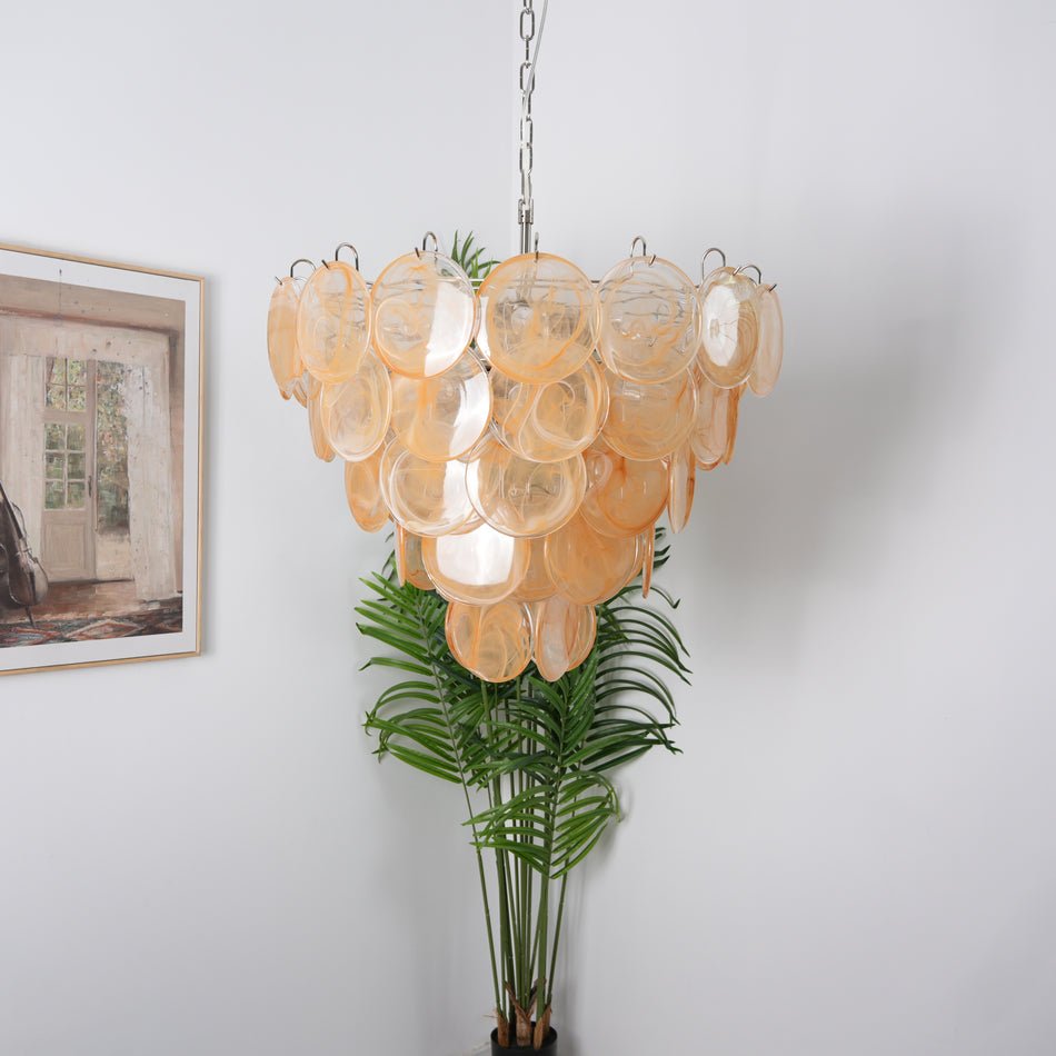 Orange Murano Disc Chandelier