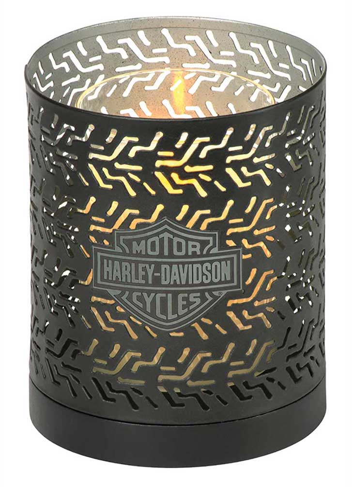 Harley-Davidson Tire Tread Bar and Shield Logo Metal Candle Holder - Slate Gray， Harley Davidson