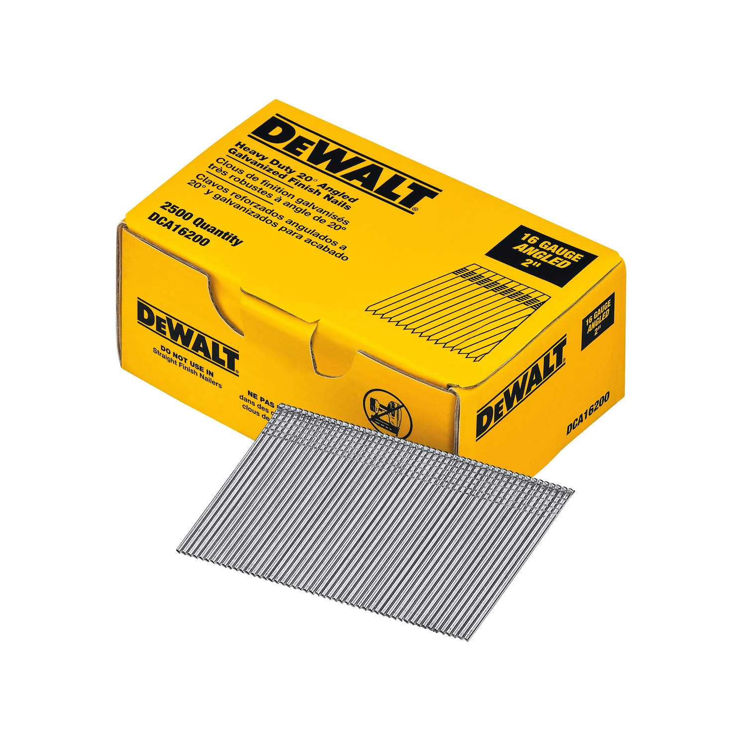 DW 2 in. 16 Ga. Angled Strip Galvanized Finish Nails 20 deg 2，500 pk