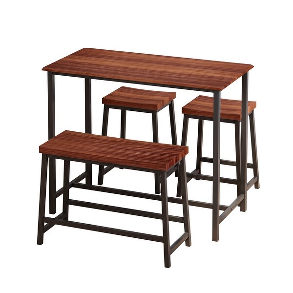 4-Piece Dining Table Set Industrial Wooden