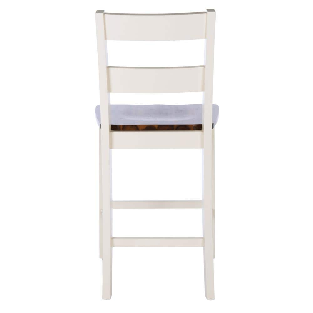 SAFAVIEH Izzy 39.5 in. White/Brown Bar Stool (Set of 2) BST9216A-SET2