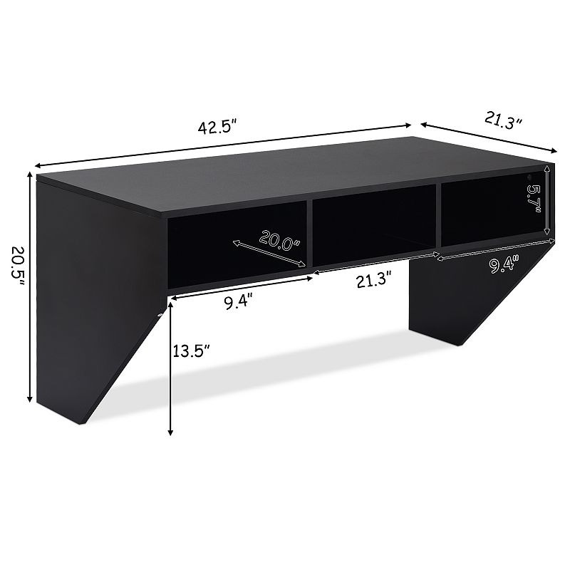 Wall Mounted Floating Sturdy Computer Table with Storage Shelf