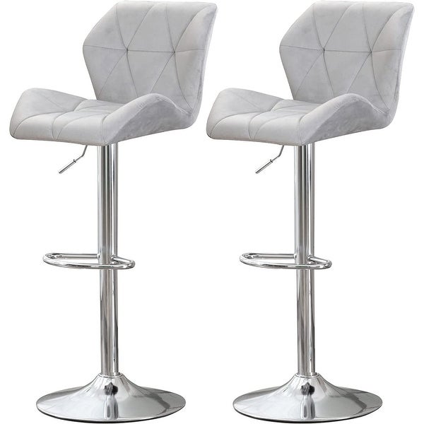 Velvet Bar Stools Set of 2， Swivel Counter Stools Height Adjustable Diamond Padded Kitchen Stools for Bar Bistro Dining Room