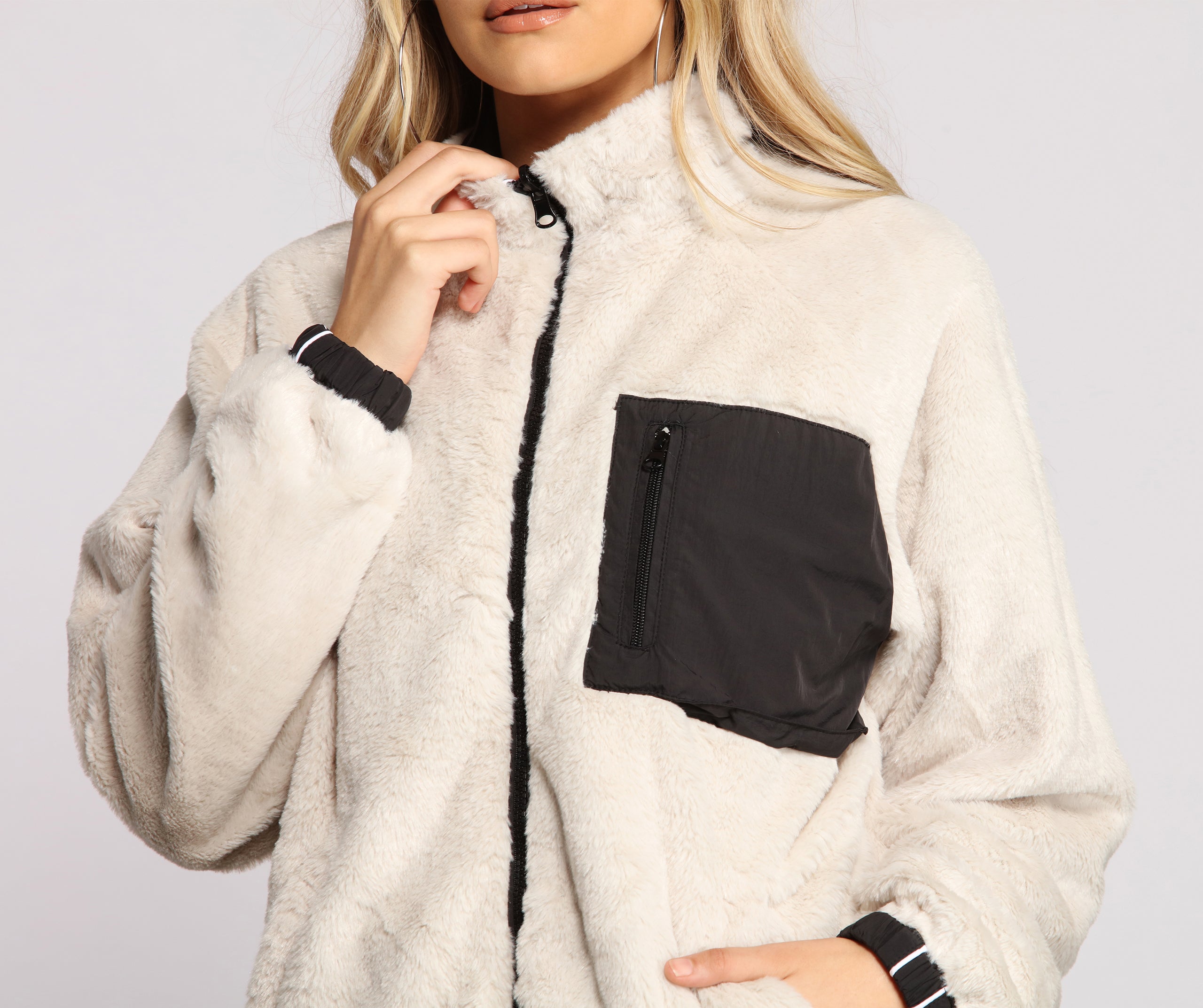 Trendy Nylon Faux Fur Reversible Jacket