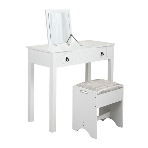 Vanity Set Table with Flip Top Mirror  Makeup Dres...