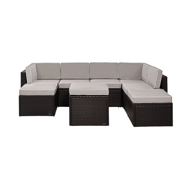 Palm Harbor 8pc All weather Wicker Patio Seating Set Gray Crosley