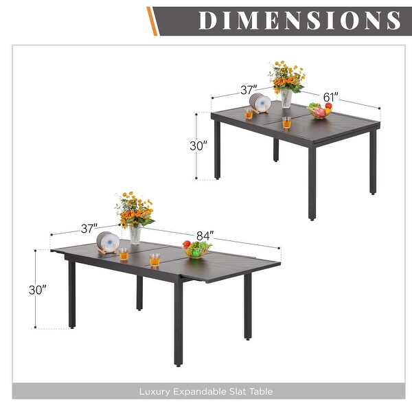 MAISON ARTS 9Piece Patio Dining Set with Expandable Rectangular Metal Table and 8 Textilene Dining Chairs