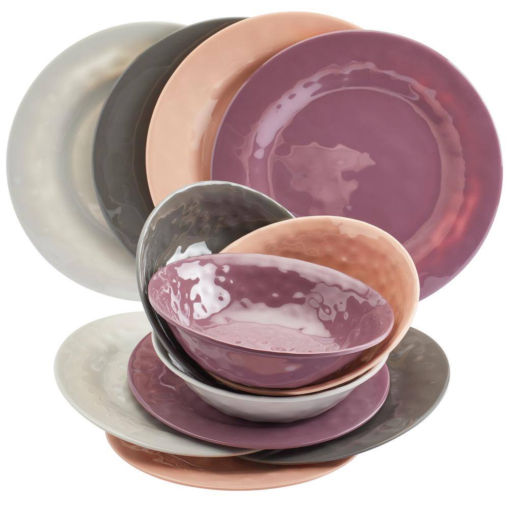 Tabletops Gallery Hawaiian Sunset 12-Piece Melamine Assorted Dinnerware Set (Service for 4) TTU-Q9244-EC