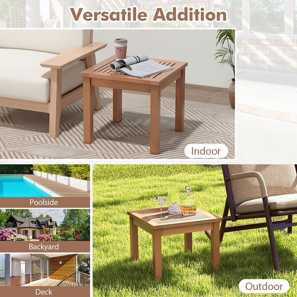 Gymax 2PCS Outdoor Adirondack Side Table 18'' Square End Table w/