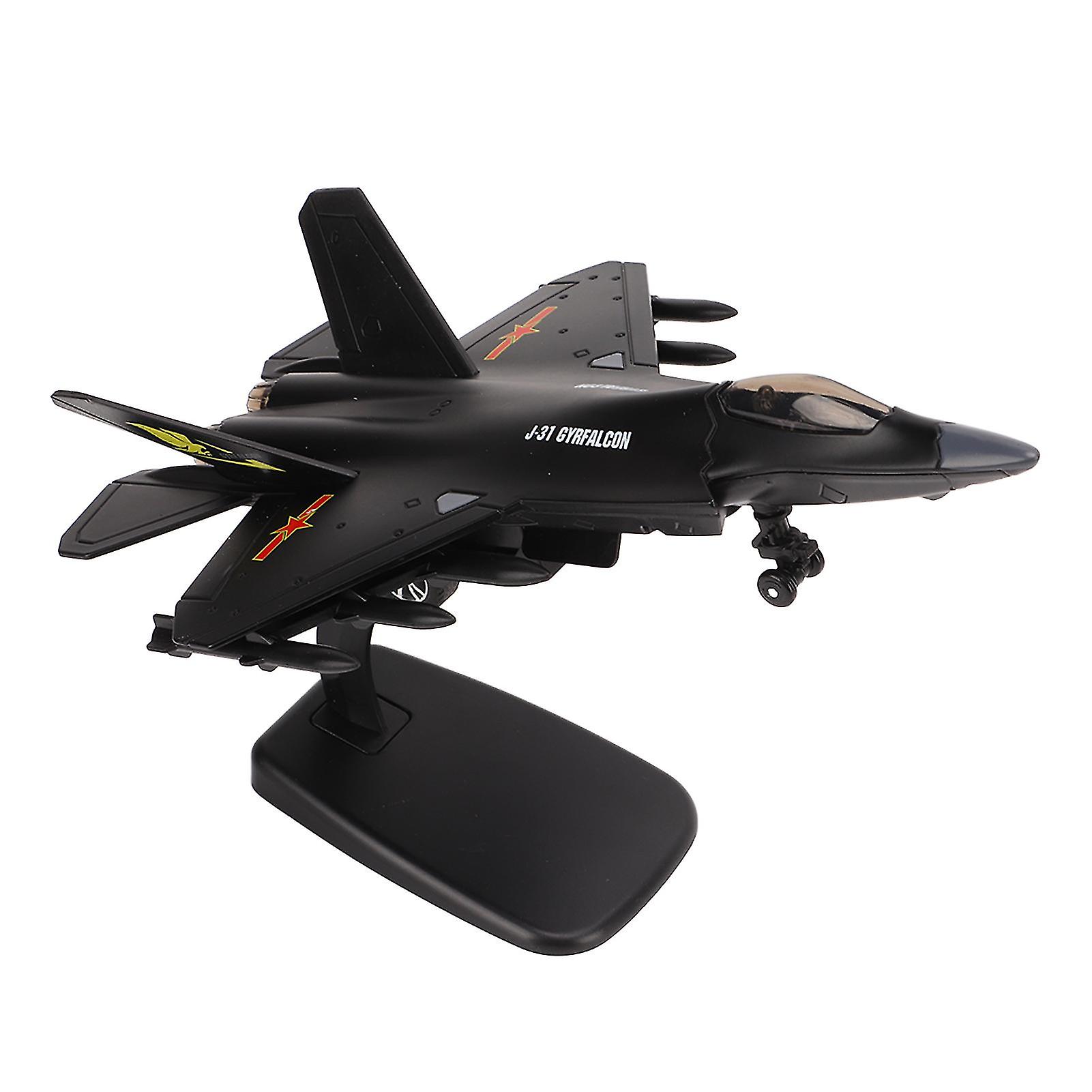 J 31 Chinese Fighter Model High Simulation Pull Back Function Fighter Model Toys with Light Music for Kids Gifts Toys Black