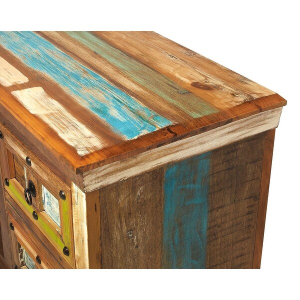 Offex Transitional Painted Rustic Rectangular Entertainment Console - Multicolor - 58 inches