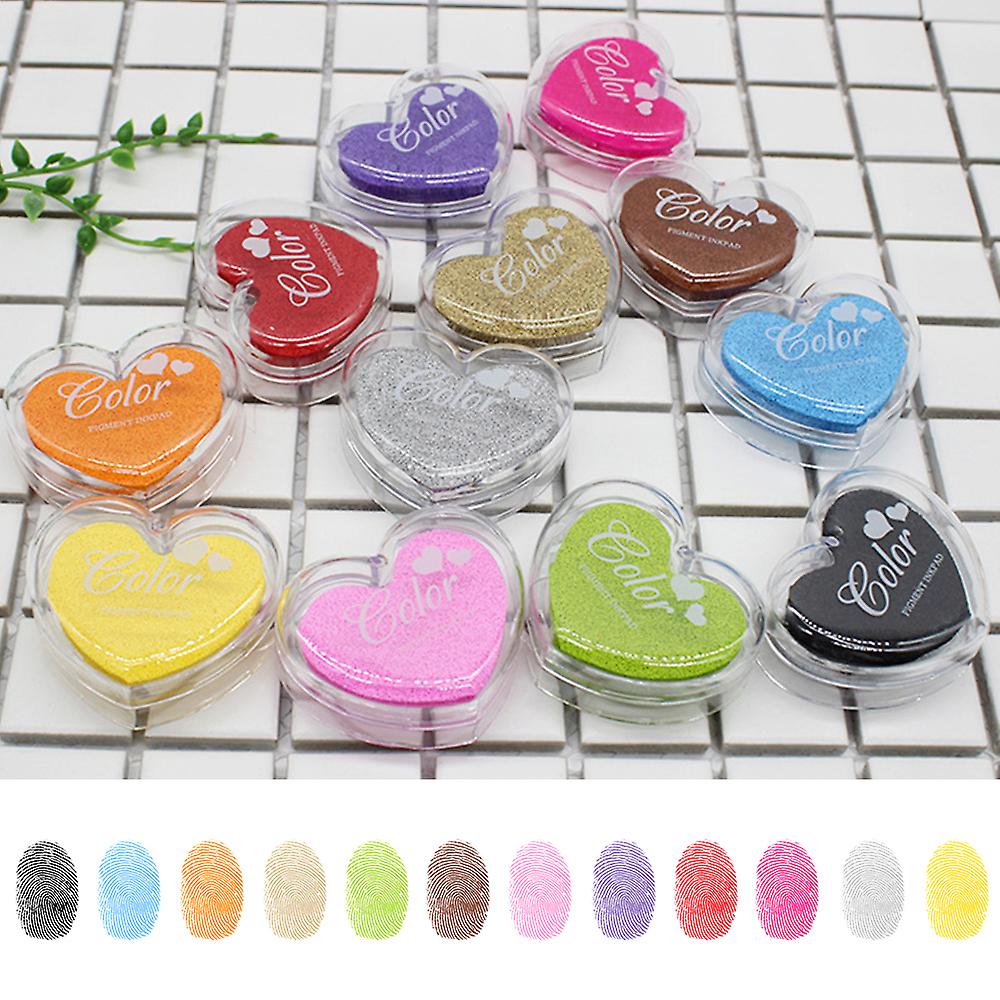 Craft Finger Ink Pad Stamps Candy Colors Heart-shaped Design Fingerprint Inkpad For Diy Scrapbooking Rubber Stamp Card Making Pink