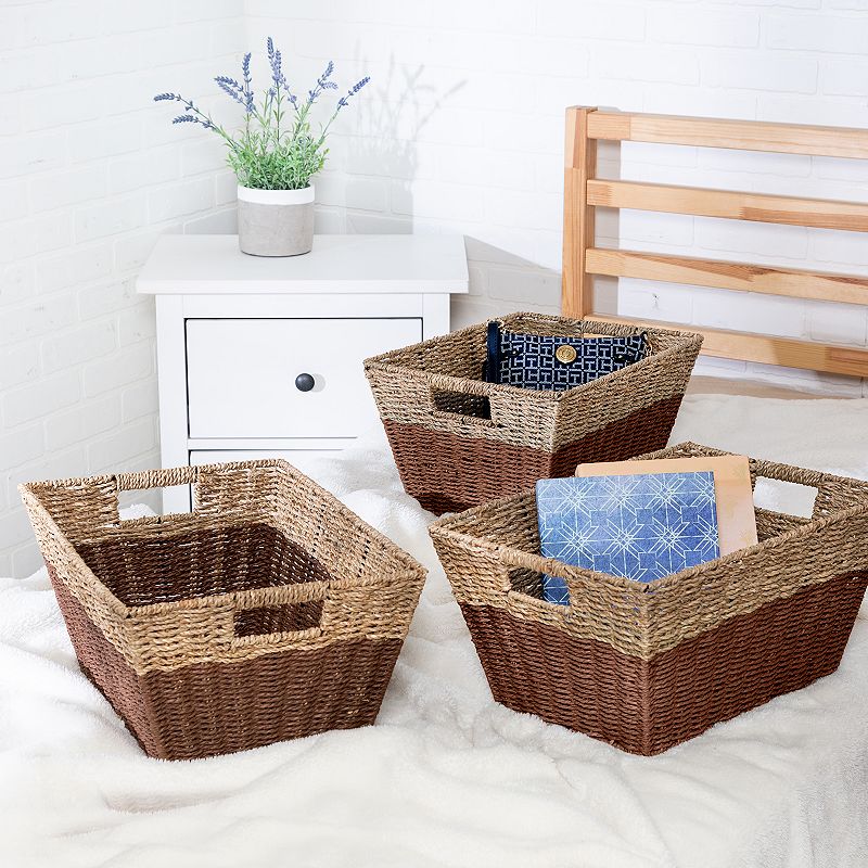 Honey-Can-Do Set of 3 Nesting Rectangle Seagrass Storage Basket Set