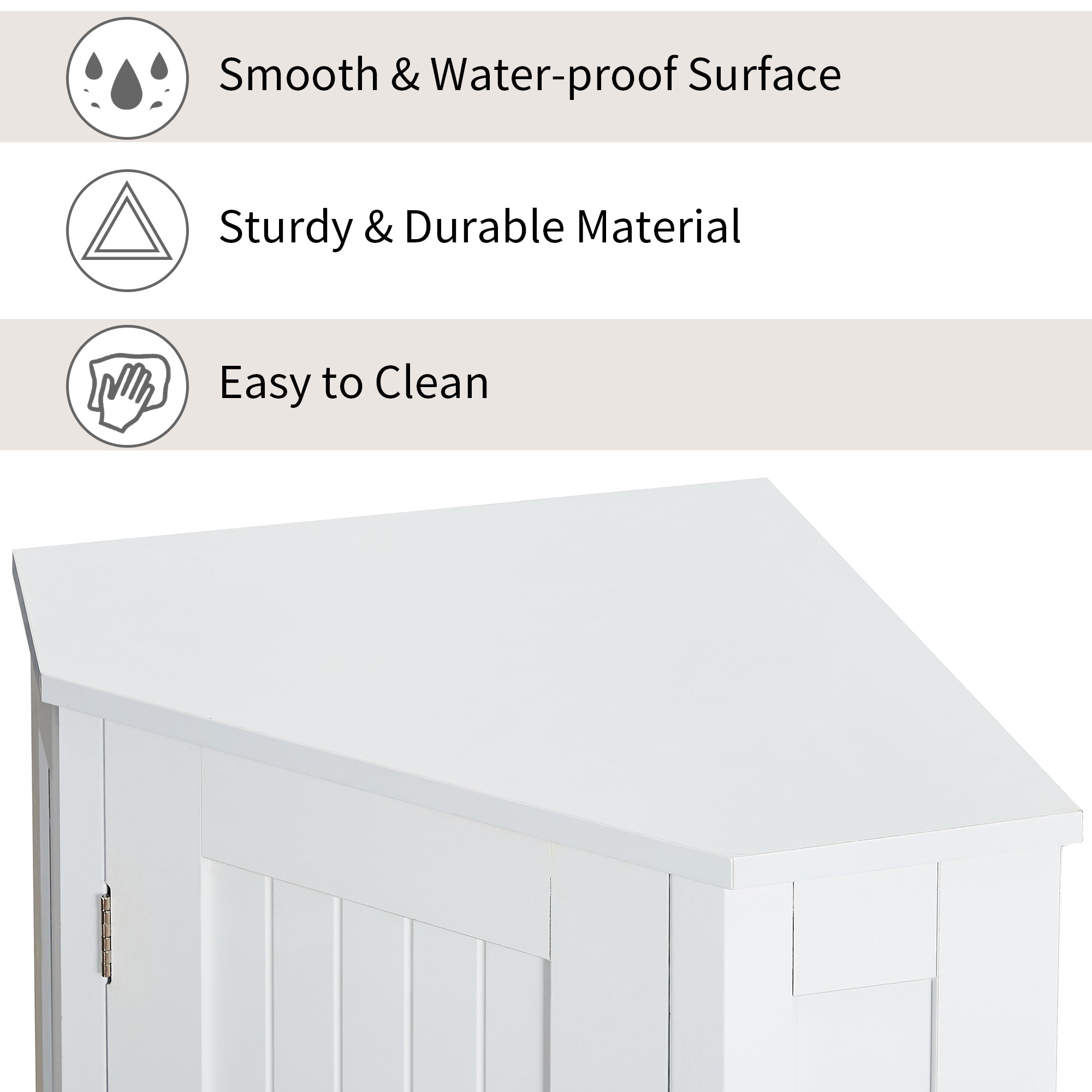 ALPACASSO Bathroom Cabinet, Triangle Storage Cabinet with 2 Shelves and 3 Tiers Storage, Modern MDF Freestanding Cabinet, Bathroom Corner Cabinet, Storage Cabinet Furniture for Home Bathroom, White