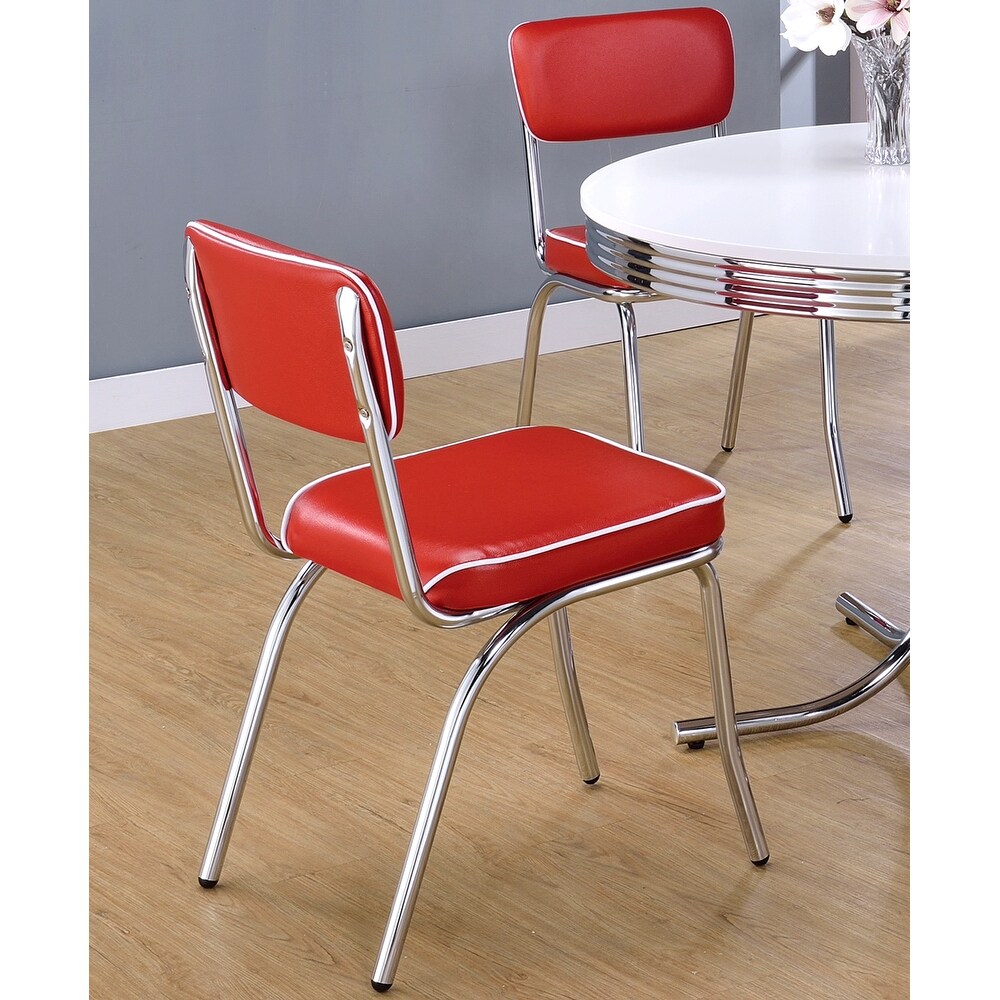 Nostalgic Bistro Retro Design Red Dining Chairs (Set of 2)