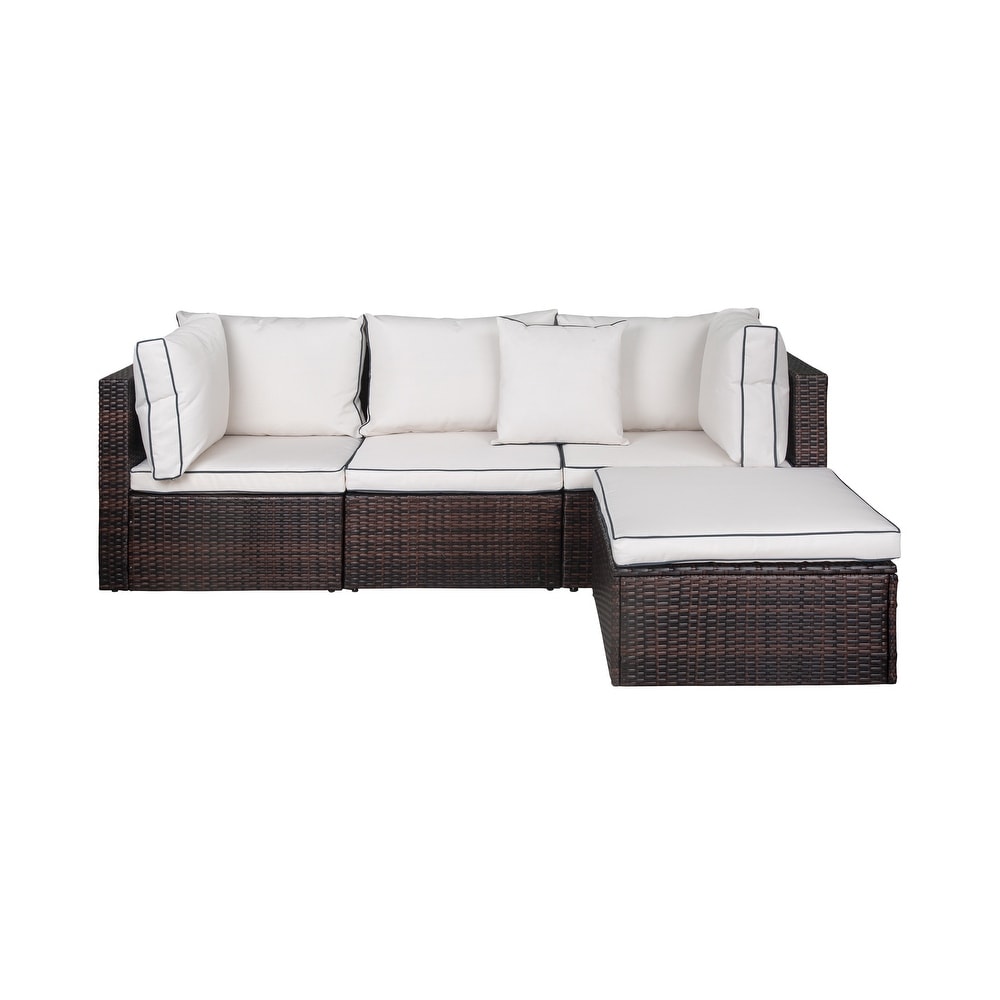 York 4 Piece Outdoor Patio Modular Sectional Sofa with Cushions