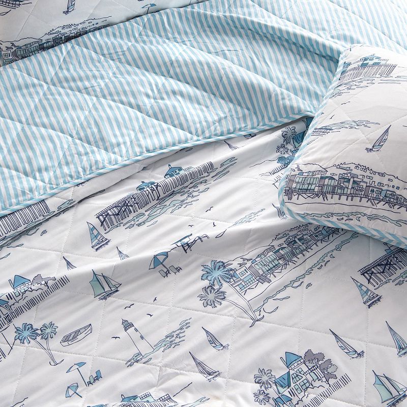 Madelinen® Coastal Toile Reversible Quilt Set with Shams